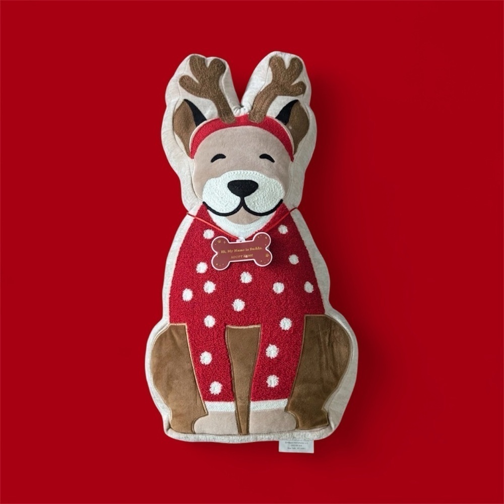 Festive Rare “Adopt Me” Buddy The Reindeer Dog Decorative Pillow.